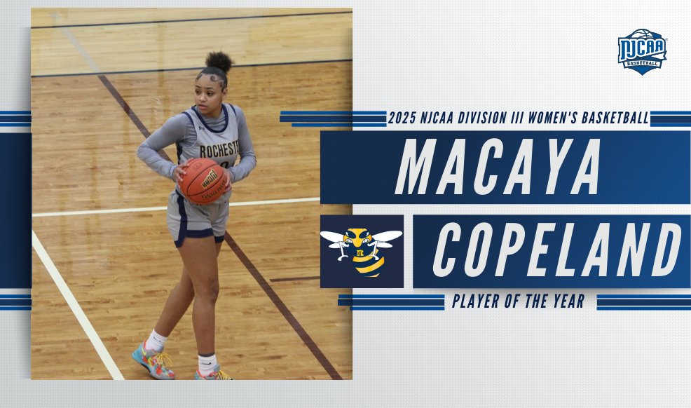 NJCAA Basketball (@njcaabasketball) on Twitter photo 🏅First a National Champion, now Player of the Year.
Macaya Copeland of <a href="/RCTCAthletics/">RCTC Yellowjackets</a> has been named as the 2025 #NJCAABasketball DIII Women's Player of the Year!
Full Release⤵️
njcaa.org/general/2024-2… 🏅First a National Champion, now Player of the Year.
Macaya Copeland of <a href="/RCTCAthletics/">RCTC Yellowjackets</a> has been named as the 2025 #NJCAABasketball DIII Women's Player of the Year!
Full Release⤵️
njcaa.org/general/2024-2…