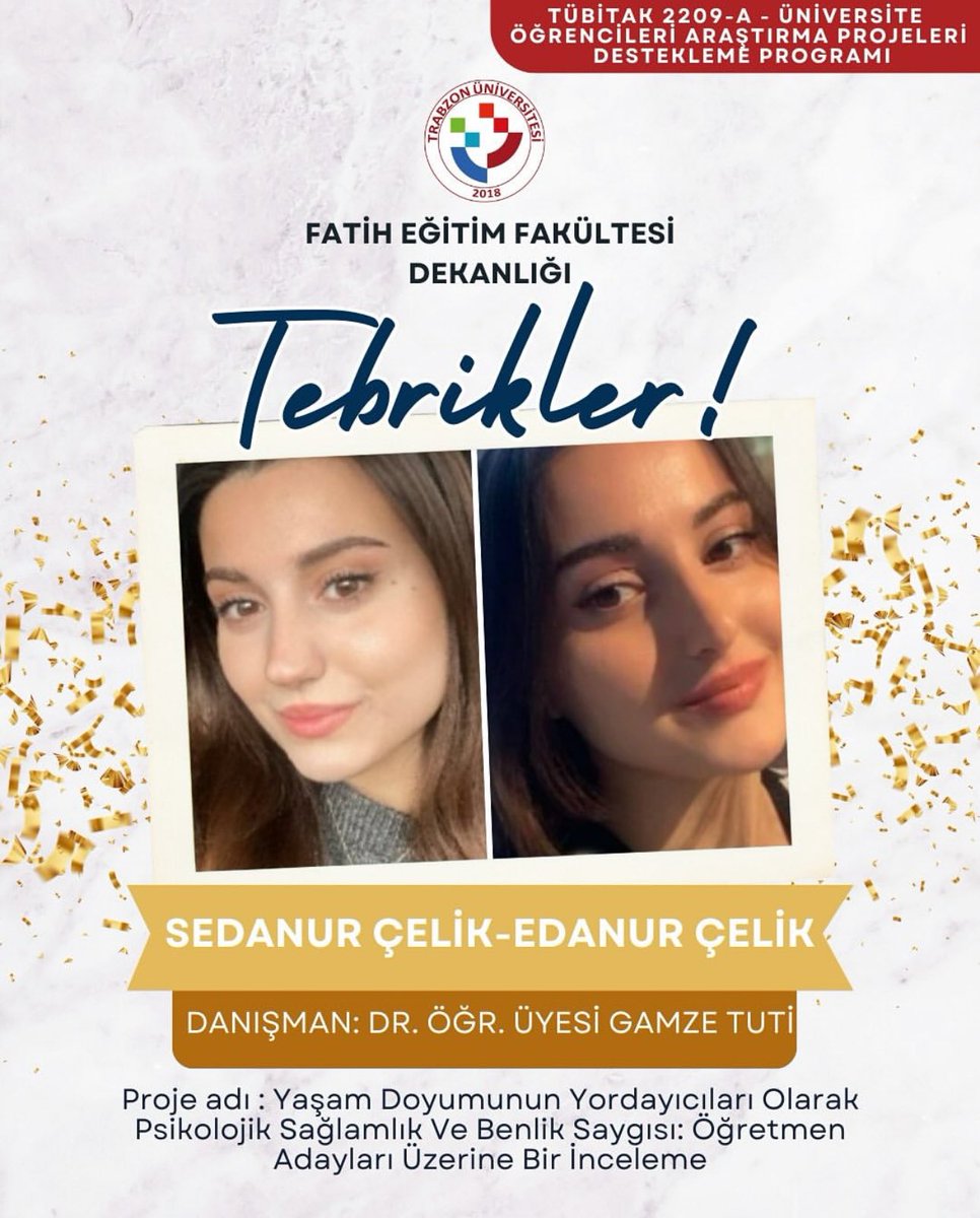GamzeTuti's tweet photo. Danışmanı olduğum iki Tübitak 2209-A projesi kabul edildi, mutluyuz 🌸
#Tübitak2209 https://t.co/3QVZ0L63So
