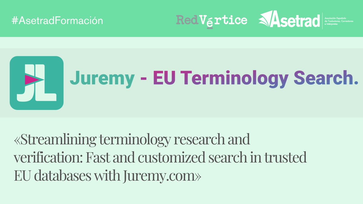 Asetrad_ORG's tweet image. ⭐ Nuevo acuerdo con @JuremyLawtech: -25 % para socios de Asetrad
⭐ Formación sobre Juremy (EN): 15/4 a las 17:30, gratis y para socios (se grabará)
👁🗨 Info e inscripciones: formacion.asetrad.org/courses/stream…