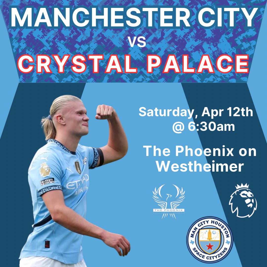 HoustonCityzens's tweet photo. Rise βn shine Cityzens!
#mancityus #plintheus #mcfchouston
π|Crystal Palace
π
|Saturday, April 12th
β°|6:30AM
π| @PhoenixBrewpub https://t.co/S8RVX4KUYq