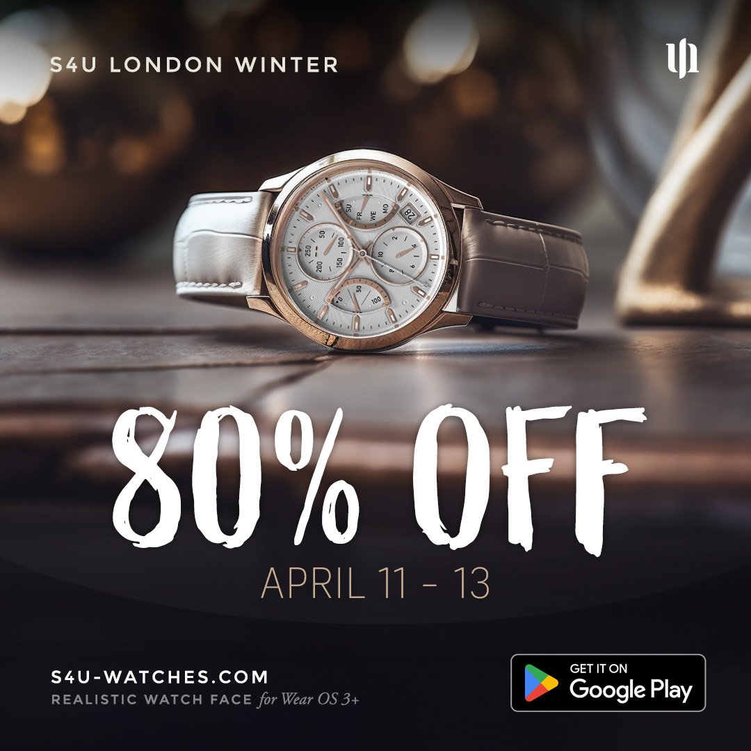 MStyles4you's tweet photo. Get the S4U London Winter with a discount of 80% until April 13. A realistic classic analog watch face, compatible ONLY with all Wear OS 3+ smartwatches such as the Samsung Galaxy Watch 4, 5, 6, 7, Pixel Watch and some more.

Get it here - Google Play
https://t.co/nzl7wW3F4W https://t.co/gQrtfKKZtJ