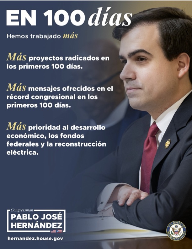 ¡100 días en Washington!

✅ Más proyectos radicados.
✅ Más mensajes ofrecidos en el récord congresional.
✅ Más prioridad al desarrollo económico, los fondos federales y la reconstrucción eléctrica.

Esto apenas comienza. 💪🇵🇷

Detalles 👇
hernandez.house.gov/sites/evo-subs…