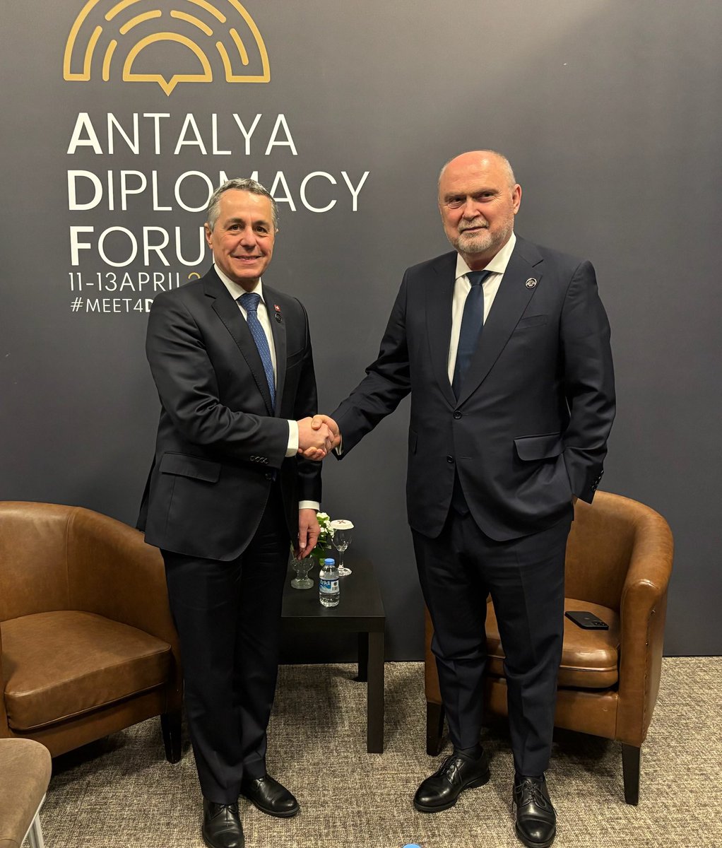 ignaziocassis's tweet photo. Fruitful discussions with OSCE Secretary General Feridun Sinirlioğlu at the #AntalyaDiplomacyForum, in view of preparations for Switzerland’s Chairpersonship of the #OSCE in 2026.
 
We look forward to a constructive cooperation in the year ahead. https://t.co/rpsh5AWm3T