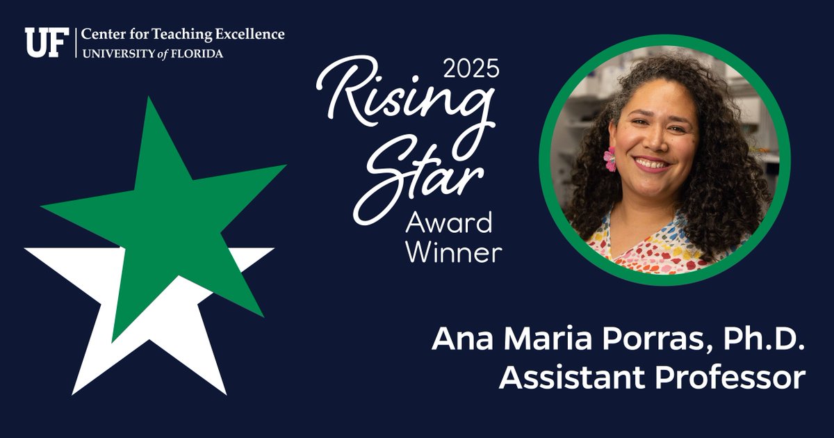 UF_CTE's tweet image. We're excited to reveal the second recipient of our Rising Star Award! 🌟 Let's applaud Dr. Ana Maria Porras for her remarkable accomplishments and unwavering commitment. Your dedication and enthusiasm have truly stood out, and we're eager to see your future successes!