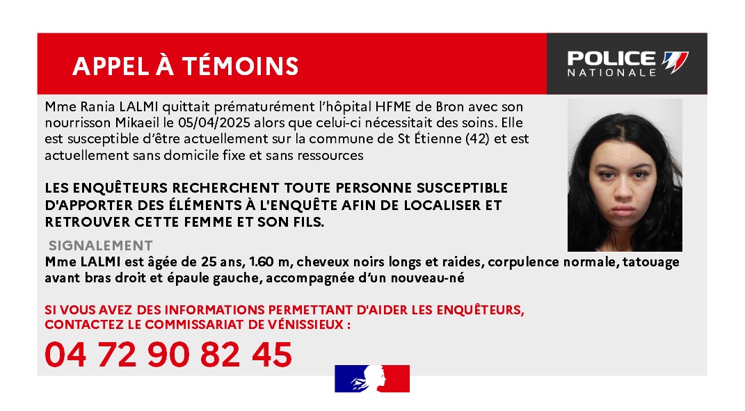 PoliceNat69's tweet photo. #AppelàTémoins | Susceptible de se trouver actuellement sur St Étienne, si vous croisez cette femme et son bébé, composez le 1⃣7⃣
Si vous avez des informations utiles à l'enquête en cours, contactez le service enquêteur.
☎️ 04 72 90 82 45
Merci pour vos RT 🔁 https://t.co/2fXXoZmo3n