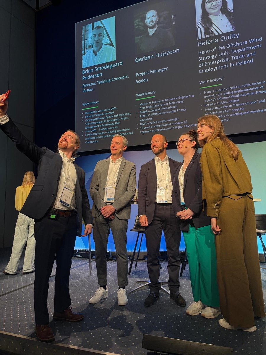DeptEnterprise's tweet photo. A fantastic final day at #WindEurope2025 in Copenhagen!
Helena Quilty of the Department’s Offshore Wind Strategy Unit took part in a panel discussion on the measures Ireland is taking to support Technical Pathways in Wind—a key area in developing the skills and expertise needed for our growing offshore wind sector.
We were proud to join colleagues from the @Dept_ECC,  @Dept_Transport,  @IRLDeptDefence, @EirGrid, @Entirl, @IDAIRELAND , and @MaritimeReg, representing the Government of Ireland’s Offshore Wind Delivery Taskforce throughout the 3-day event. Together with representatives from across the Irish offshore wind industry, we are working to drive the delivery of Ireland’s offshore wind ambitions.
To learn more about actions implemented to date, https://t.co/S6nZQCpNAW, published earlier this week.
#BuildingBetterBusiness #PoweringProsperity #OffshoreWindIreland