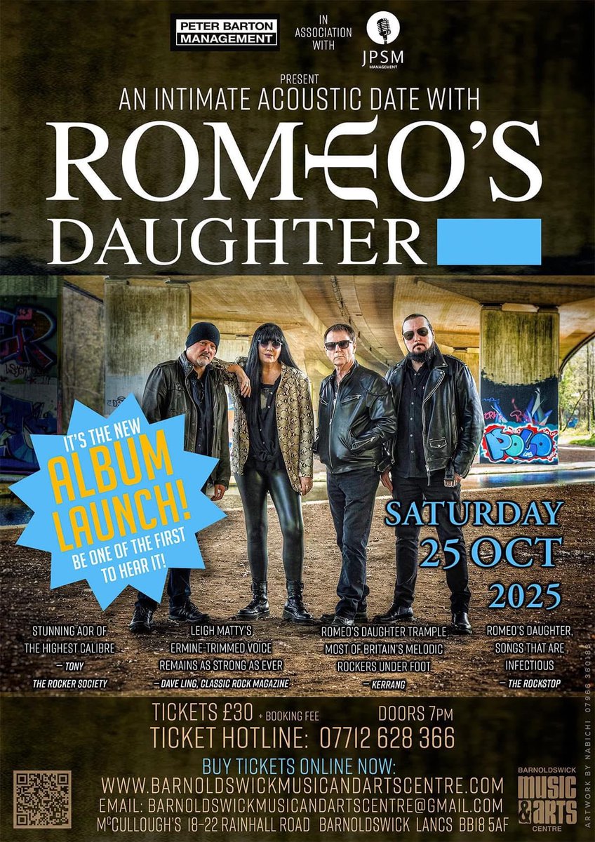 Romeo's Daughter (@romeosdaughter) on Twitter photo ALBUM LAUNCH SHOW!
We r very happy to announce that we will be returning
back to #TheBarnoldswickMusicAndArtsCentre. For a very special 2 X nights album launch celebration concert!
.Sat 25th Oct & Sun 26th Oct 2025
TICKETS: barnoldswickmusicandartscentre.com/romeos-daughte…
#RomeosDaughter #Tickets #UK ALBUM LAUNCH SHOW!
We r very happy to announce that we will be returning
back to #TheBarnoldswickMusicAndArtsCentre. For a very special 2 X nights album launch celebration concert!
.Sat 25th Oct & Sun 26th Oct 2025
TICKETS: barnoldswickmusicandartscentre.com/romeos-daughte…
#RomeosDaughter #Tickets #UK