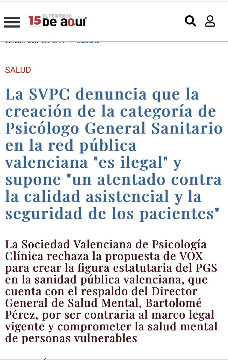 Los medios de comunicación se hacen eco de nuestro comunicado en contra de la medida propuesta por Vox en Les Corts y que cuenta con el apoyo del Consell. Una medida inconstitucional y que pone en riesgo la seguridad de los pacientes de salud mental
#conlasaludmentalnosejuega