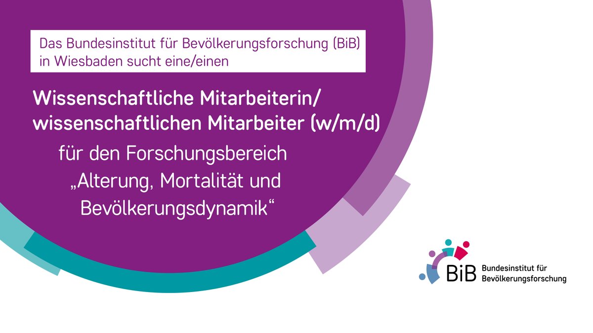 📢 Neuer Job – gerne RP!

Wir suchen Verstärkung in der Forschungsgruppe „Globale und regionale Bevölkerungsdynamik“.

➡️Fokus: Projekt zu regionalen Bevölkerungsprognosen in 🇩🇪 in Koop. mit <a href="/bbsr_bund/">BBSR</a>
➡️ Frist: 23. April
➡️ Alle Infos hier: bib.bund.de/DE/Institut/St…

#ScienceJobs