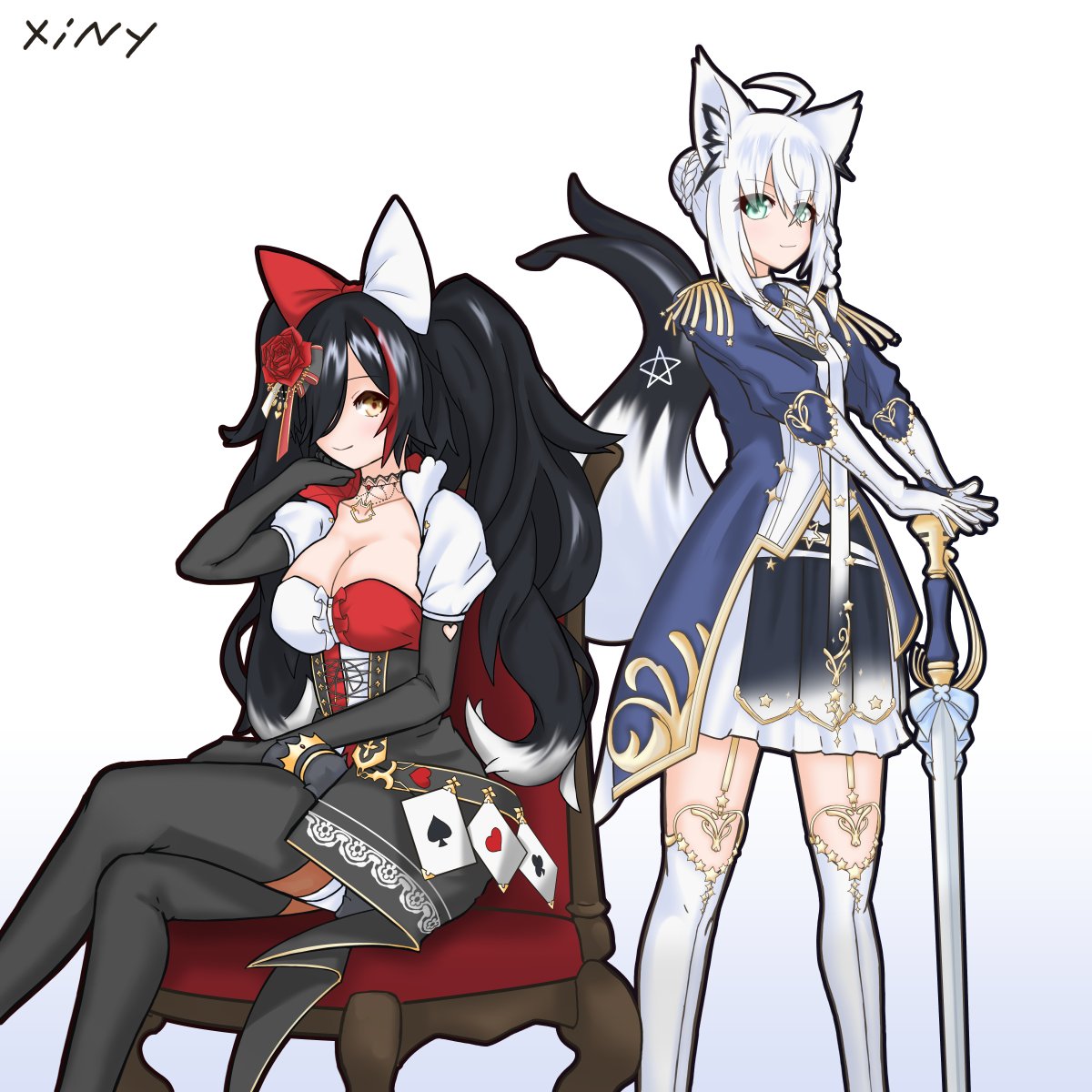 フブキ「狐の王様と狼の女王様#絵フブキ#みおーん絵 」|xiny/さいにーのイラスト