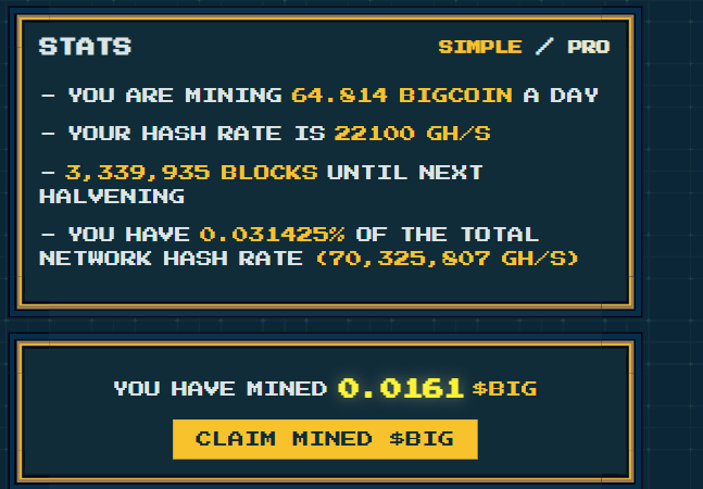 alright alright, i might have just put 3e here👀👀

fucking crazyyy stuff here, as per current prices im earning around 875$ per day ,so im assuming payback period to be around a week? 

looks goood!!! <a href="/satoshibigmoto/">bigtoshi</a> 

refferal link here😏👇
bigcoin.tech/?ref=0xC9fD9E3…