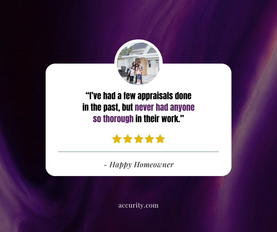 Accurity_C's tweet photo. 🥰 We love ending the week with words like these. This is why we do what we do. Feedback like this fuels our commitment to unexpected service and excellence — for every appraisal, every time. 🙌 Have a great weekend, everyone!

#accurityconsolidated #accurityateam #happyhomeowner #testimonial #exceedingexpectations #speed #quality #accuracy #accurityappraisals #bestofthebest #appraisers #realestate #valuation