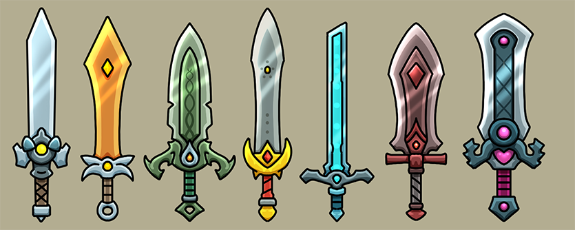 Some swords I made for a loot based game prototype I am chipping away at.

#gamedev