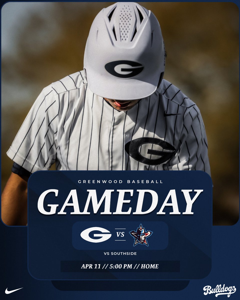 GAMEDAY ⚾️
🆚 Southside
⌚️ 5:00 PM
📍 Home
📊 bit.ly/41jVGAb
📺 Greenwood Sports Center
#GoDogs