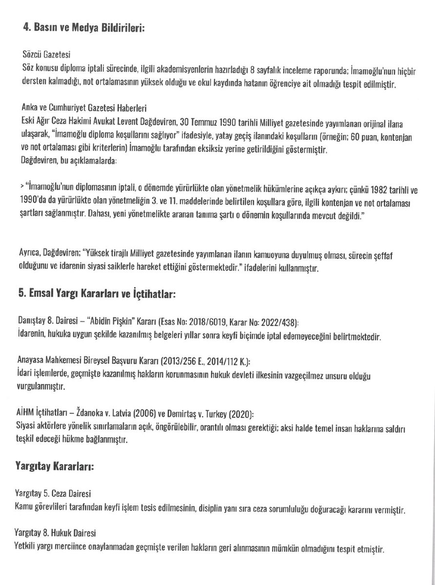 HasanKulaksiz's tweet photo. Değerli takipçilerim,

İBB Başkanı Ekrem İmamoğlu’nun 30 yıl önce aldığı ve resmi olarak onaylanmış üniversite diploması, İstanbul Üniversitesi tarafından hukuksuz, keyfi ve siyasi bir kararla iptal edilmiştir.

Bu, sıradan bir evrak iptali değildir.

Bu, hukukun hiçe sayılması, seçme-seçilme hakkının gaspı ve demokrasinin öldürülmesidir.

Bugün, bu açık anayasa ihlaline karşı İstanbul Cumhuriyet Başsavcılığı’na, İstanbul Üniversitesi rektörü ve yönetim kurulu üyeleri hakkında suç duyurusunda bulundum.

Bu mücadele, yalnızca Ekrem İmamoğlu’nun ya da benim mücadelem değil.

Bu, her bir yurttaşın özgürlüğünü, iradesini ve geleceğini savunma mücadelesidir.

Farklı görüşlerde olsak dahi, demokrasinin varlığını tehdit eden bu tehlikeye karşı birlikteyiz.

Ya susacak ve teslim olacağız, ya da hukuk ve demokrasi için sonuna kadar dik duracağız!

Hasan Kulaksız 
LDP eski Gnl Bşk Yrd 

@ekrem_imamoglu 
@selinsayekboke 
@eczozgurozel 
@herkesicinCHP