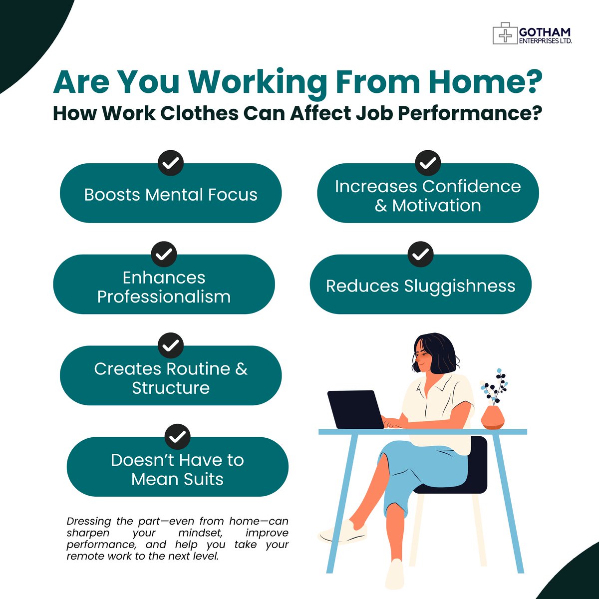 gothamltdjobs's tweet photo. Are You Working From Home? How Work Clothes Can Affect Job Performance

Working from home? What you wear still matters. Your outfit can impact focus, mindset, and productivity—yes, even on Zoom days.

#RemoteWorkStyle #WorkFromHomeTips #ProductivityHacks #ProfessionalMindset #HomeOfficeLife #DressForSuccess #RemoteRoutine #WorkFromHomeVibes #PerformanceMatters #MindsetShift #Dresscode
