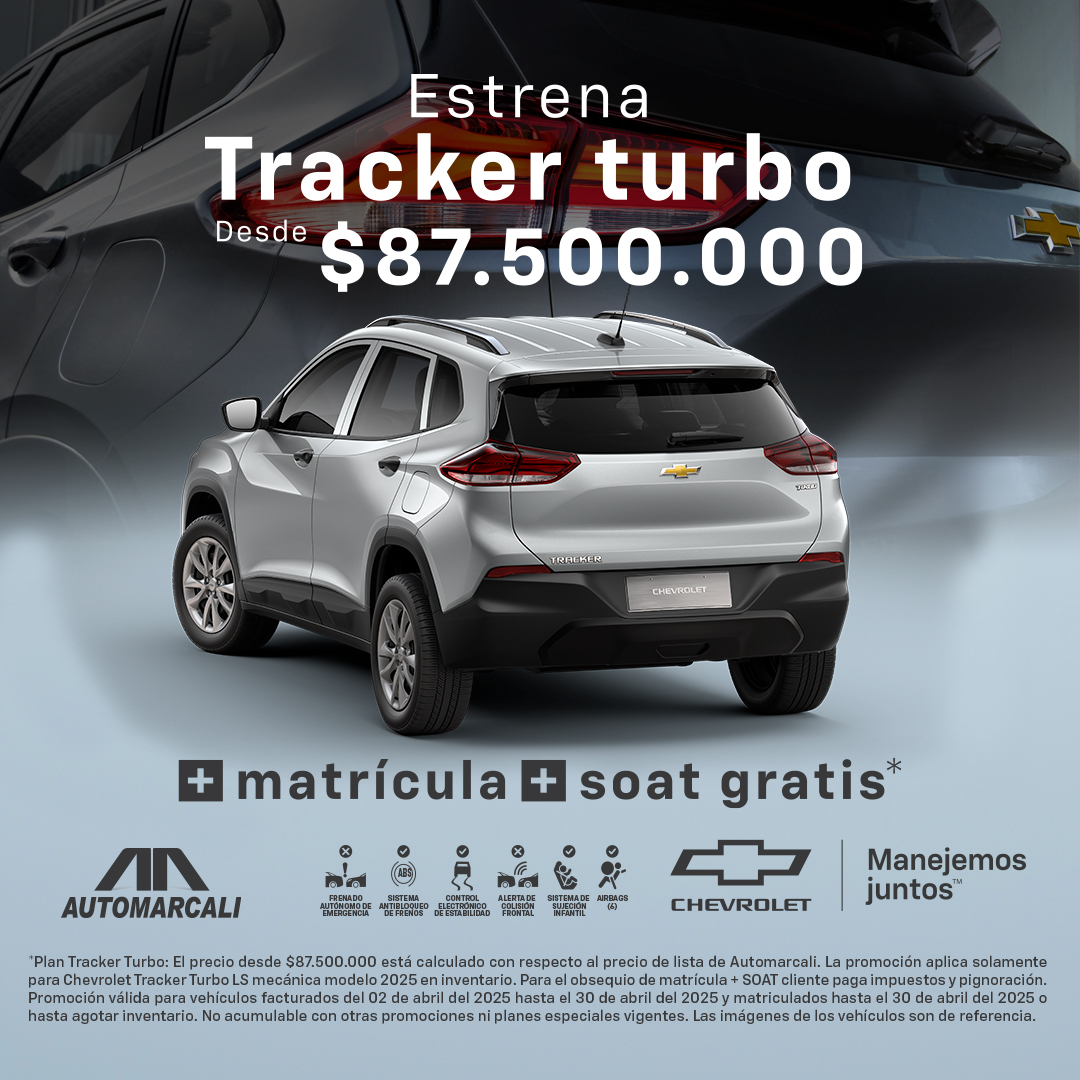 Automarcali's tweet image. 🔥 ¡Estrena tu Tracker Turbo desde $87.500.000*!

👉 ¡Incluye matrícula y SOAT gratis*!

📱 WhatsApp: bit.ly/3127070143.

📍 Vitrina: Pasoancho con 70.

📄 *(Términos y condiciones: bit.ly/3RAzhdu).