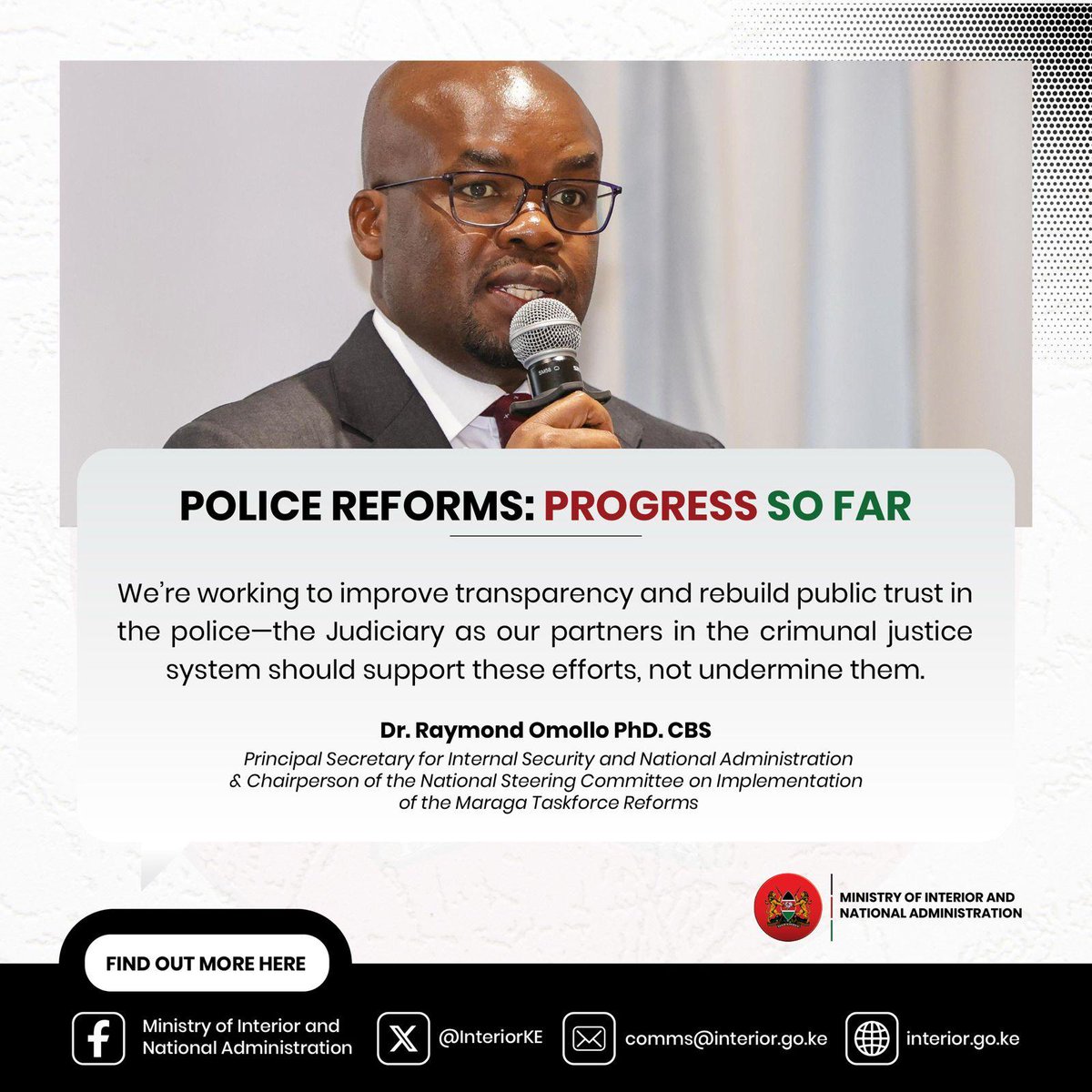 AllienAizz's tweet photo. #PoliceReformsKE ||Raymond Omollo: Accountability in NPS has been reinforced. Officers must report all deaths and serious injuries in custody immediately—a step towards transparency and justice. https://t.co/DIKGJ3grGA