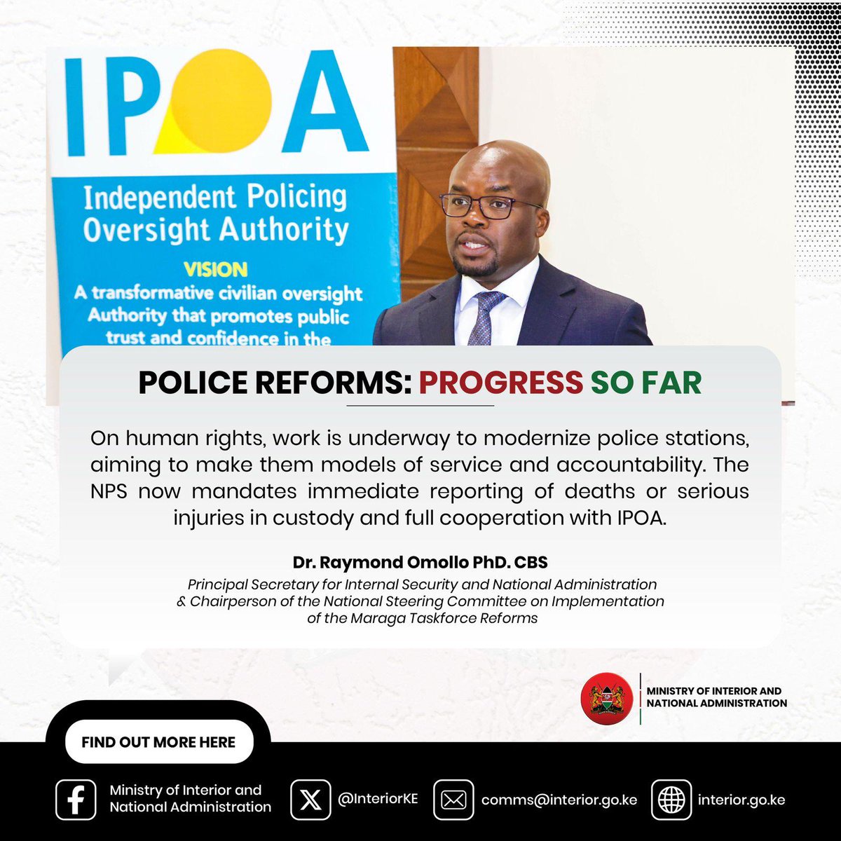 AllienAizz's tweet photo. #PoliceReformsKE ||Raymond Omollo: The NPS is building modern and model police stations. These centers of excellence will boost professionalism and dignity in service delivery for both officers and civilians. https://t.co/63V3CxG7CM