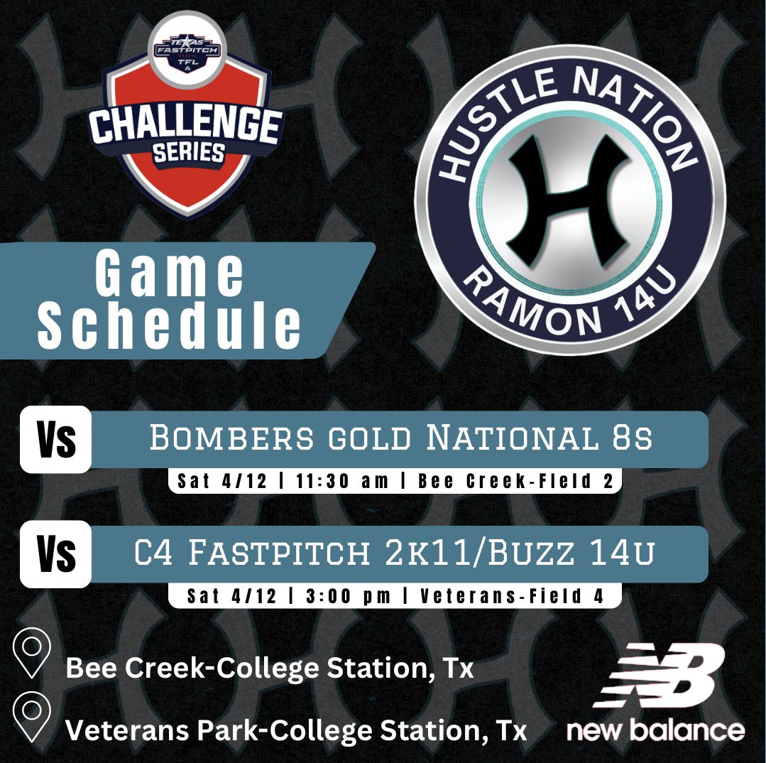 Hustle Nation Ramon 14U (@14uhustlenation) on Twitter photo Back on the field this weekend in College Station for the TFL Spring Series Stage 1 tournament. The first game starts tomorrow morning at 11:30. Time to work! Let’s go!!
<a href="/HustleNationFP/">Hustle Nation Fastpitch</a> <a href="/TimRamonHNF/">Tim Ramon</a> <a href="/BrianSchmitt516/">Brian Schmitt</a> Back on the field this weekend in College Station for the TFL Spring Series Stage 1 tournament. The first game starts tomorrow morning at 11:30. Time to work! Let’s go!!
<a href="/HustleNationFP/">Hustle Nation Fastpitch</a> <a href="/TimRamonHNF/">Tim Ramon</a> <a href="/BrianSchmitt516/">Brian Schmitt</a>