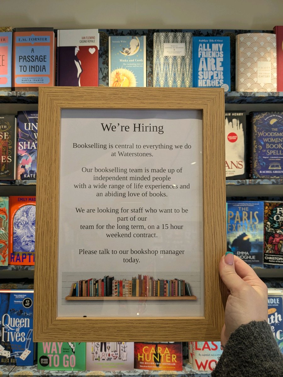 We are hiring! We are looking for someone to join our team in the bookshop on the weekends, 15 hours per week. If you are interested, please pop in store and speak to a bookseller for further details!