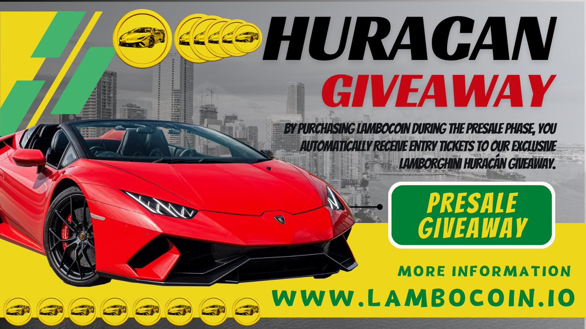 LamboC0in's tweet photo. Win a LAMBO 🏎️ while investing in the future. The $LAMBO presale is LIVE — early buyers get a shot at driving off in a real Lamborghini! Don’t miss your shot https://t.co/G5ELGxzjk8 🚀🚀

#LamboCoin #CryptoGiveaway #PresaleToParadise #crypto #giveaway https://t.co/QqOQ1rhh0X