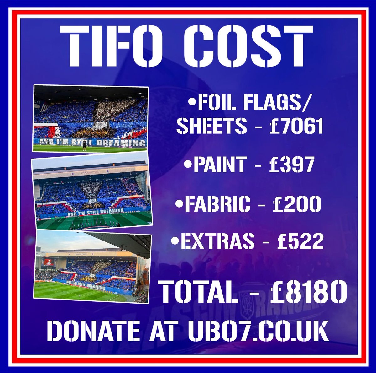 Donations towards future tifos can be made at ub07.co.uk