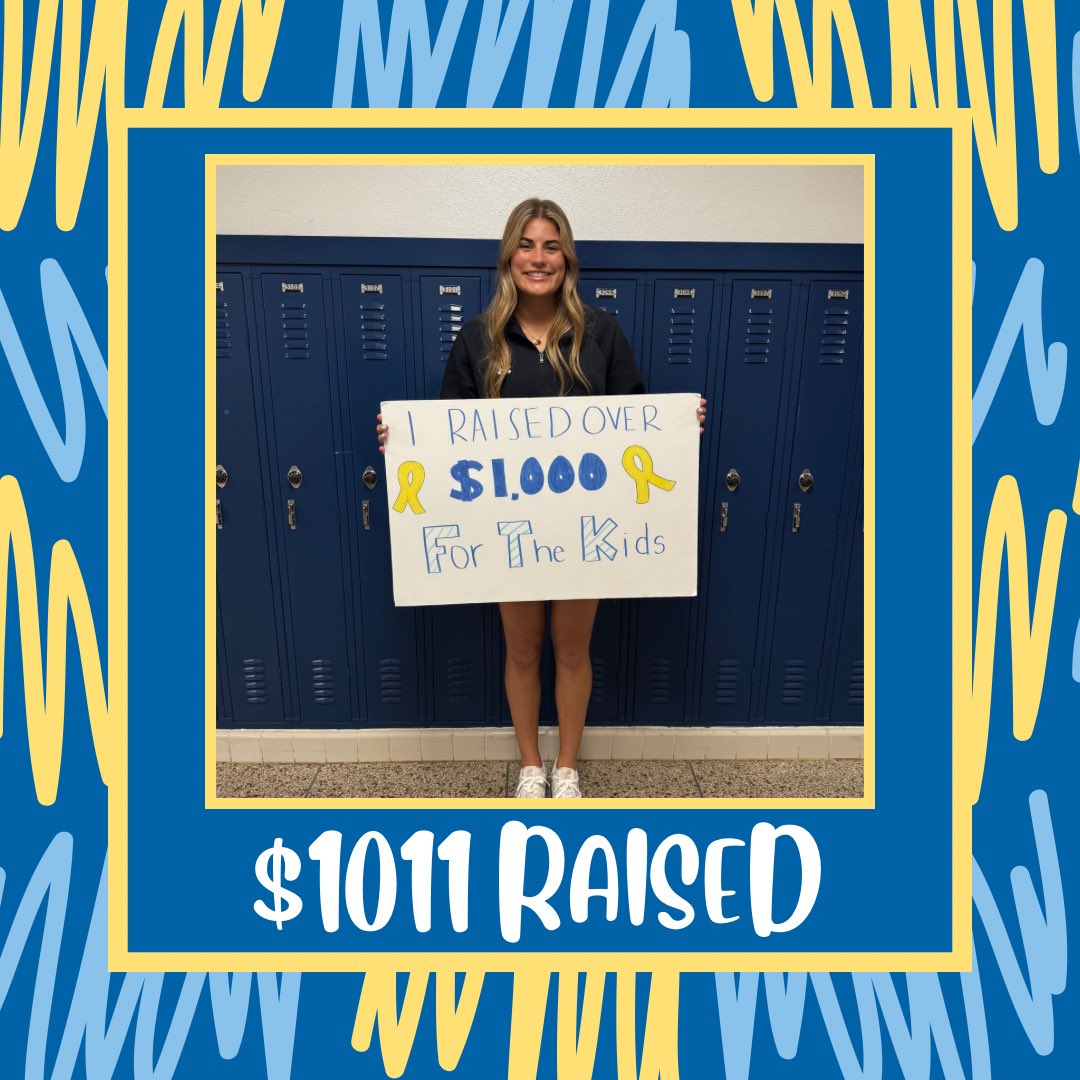 Congrats to our Public Relations Overall Kylie Duke for raising over $1,000 FTK!🎗️