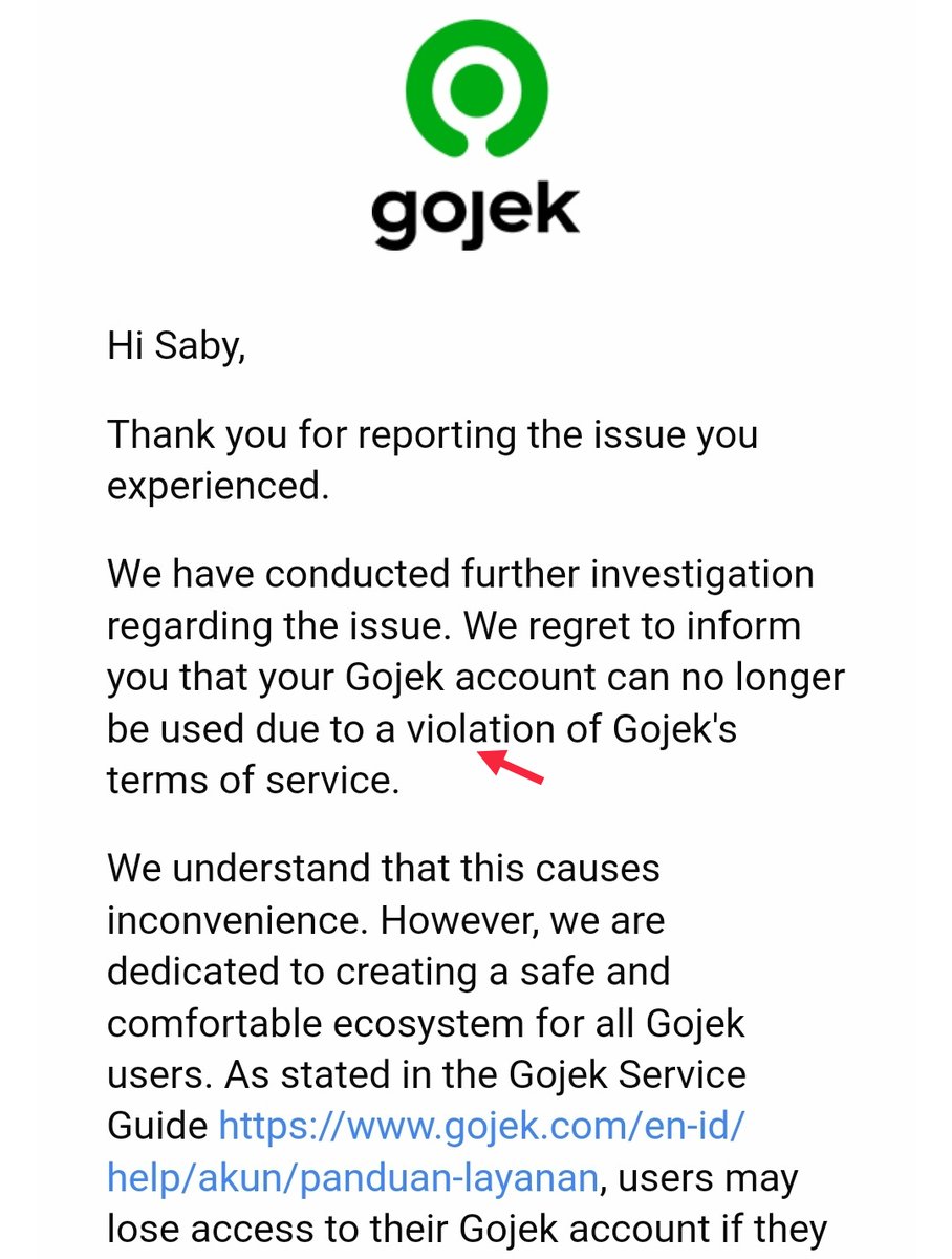 Sabyasachi Chatterjee (@hifromsaby) on Twitter photo Extremely disappointed!
<a href="/gojekindonesia/">Gojek Indonesia</a> <a href="/gojektech/">Gojek Tech</a>
What violation?! Nobody knows...so just suspending sn account who's using your services atleast twice a day?! No calls from CCE, nobody explains anything, just this stupid message stating violation?!
C'mon...๐ก๐๐ Extremely disappointed!
<a href="/gojekindonesia/">Gojek Indonesia</a> <a href="/gojektech/">Gojek Tech</a>
What violation?! Nobody knows...so just suspending sn account who's using your services atleast twice a day?! No calls from CCE, nobody explains anything, just this stupid message stating violation?!
C'mon...๐ก๐๐