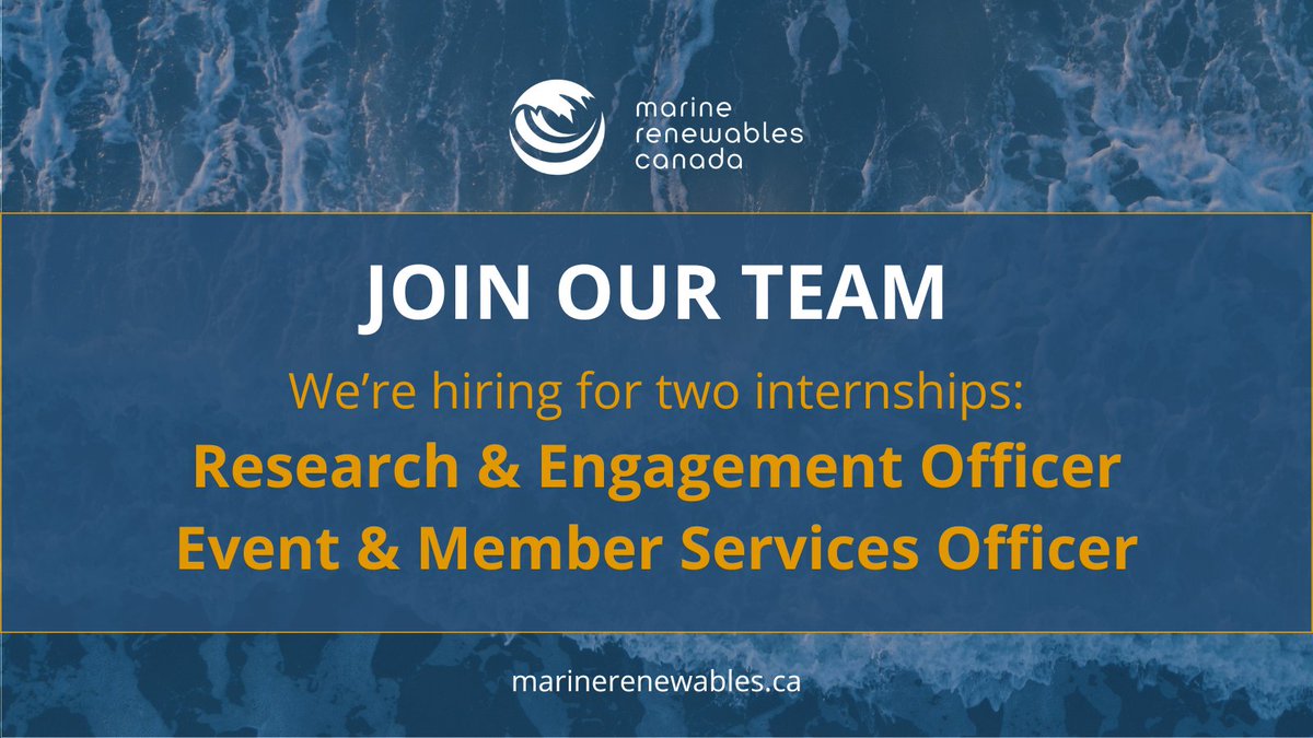 Applications for our internship positions close next week!

Are you passionate about #MarineRenewableEnergy in Canada? Gain hands-on experience and help drive the sector forward with MRC!

We’re hiring for two internship roles:

🔹 Research &amp; Engagement Officer – Conduct research