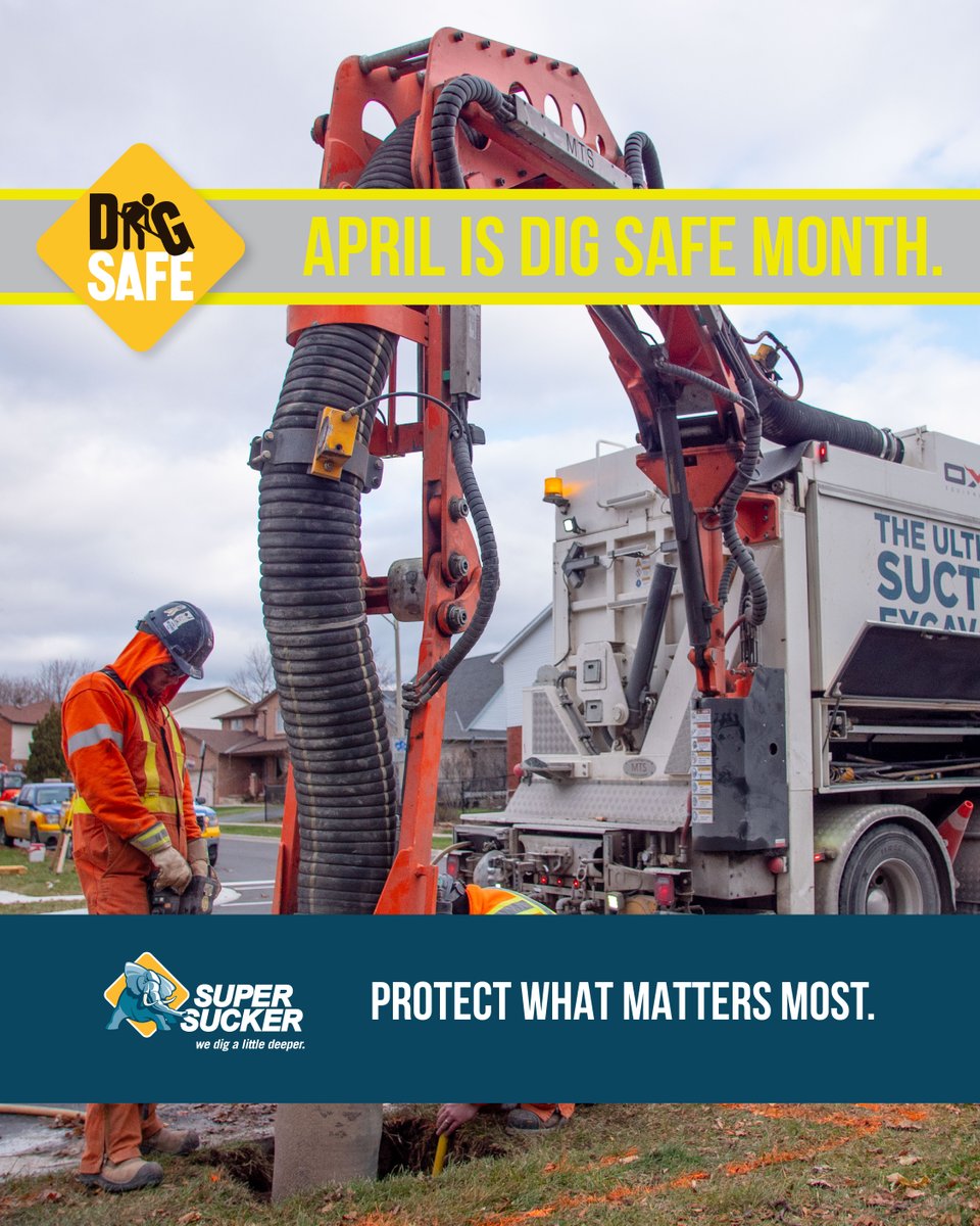 April is #Dig Safe Month!

Prevent life-threatening injuries and costly damages by using the right equipment, and remembering to #clickebeforeyoudig

If you have a project requiring safe excavation, please reach out!

📞(905) 297-4695 | 📧 service@supersucker.ca