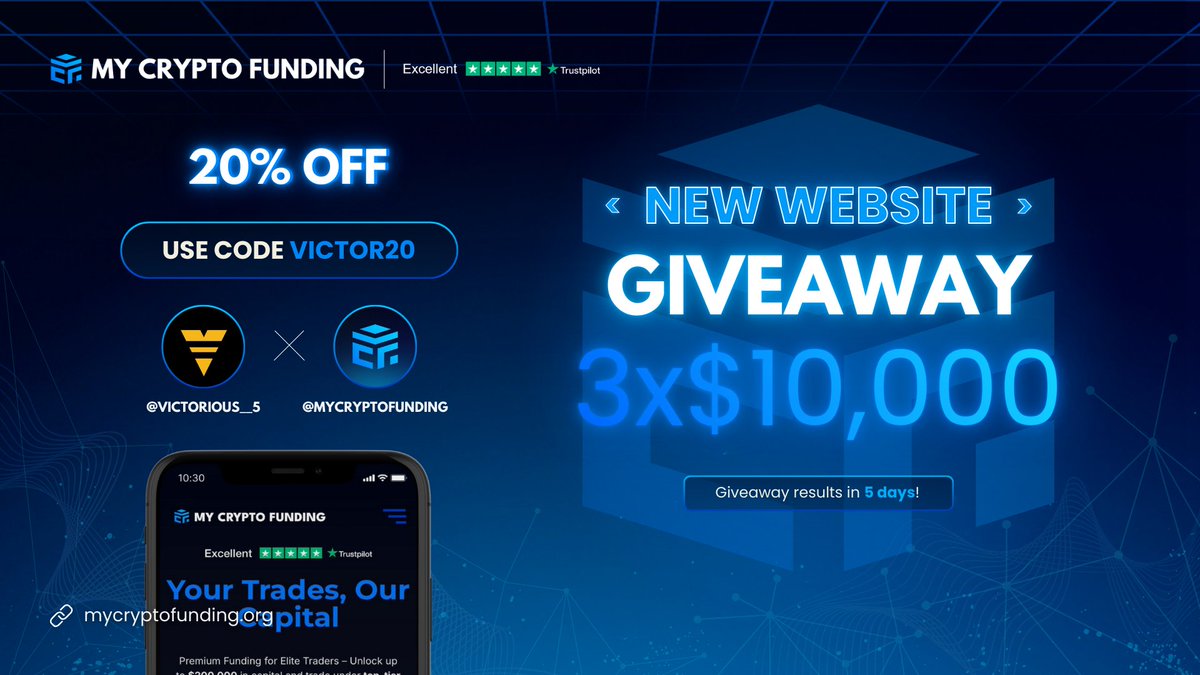 victorious__5's tweet photo. 🎉 GIVEAWAY TIME! 🎉

Win a funded account with My Crypto Funding 💰🚀

To enter:

1️⃣ Follow @MyCryptoFunding and @victorious__5 
2️⃣ Like &amp; Repost
3️⃣ Tag 3 trader friends 
4️⃣ Complete all the tasks: https://t.co/4PM1WVngAr https://t.co/mXSHYcB85r