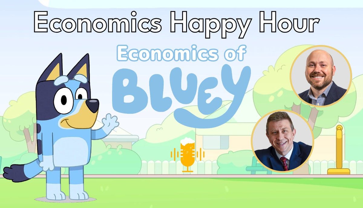 Economics Happy Hour 🎙 (@econhappyhour) on Twitter photo What can <a href="/OfficialBlueyTV/">Official Bluey TV</a> teach kids (and adults) about economics? 📺🐶
Lauren Shifflett & @vcueconed walk us through how episodes like “Markets” & “Hammerbarn” introduce scarcity, trade-offs, & even circular flow.
🎧 Listen now: econhappyhour.substack.com/p/economic-les… What can <a href="/OfficialBlueyTV/">Official Bluey TV</a> teach kids (and adults) about economics? 📺🐶
Lauren Shifflett & @vcueconed walk us through how episodes like “Markets” & “Hammerbarn” introduce scarcity, trade-offs, & even circular flow.
🎧 Listen now: econhappyhour.substack.com/p/economic-les…