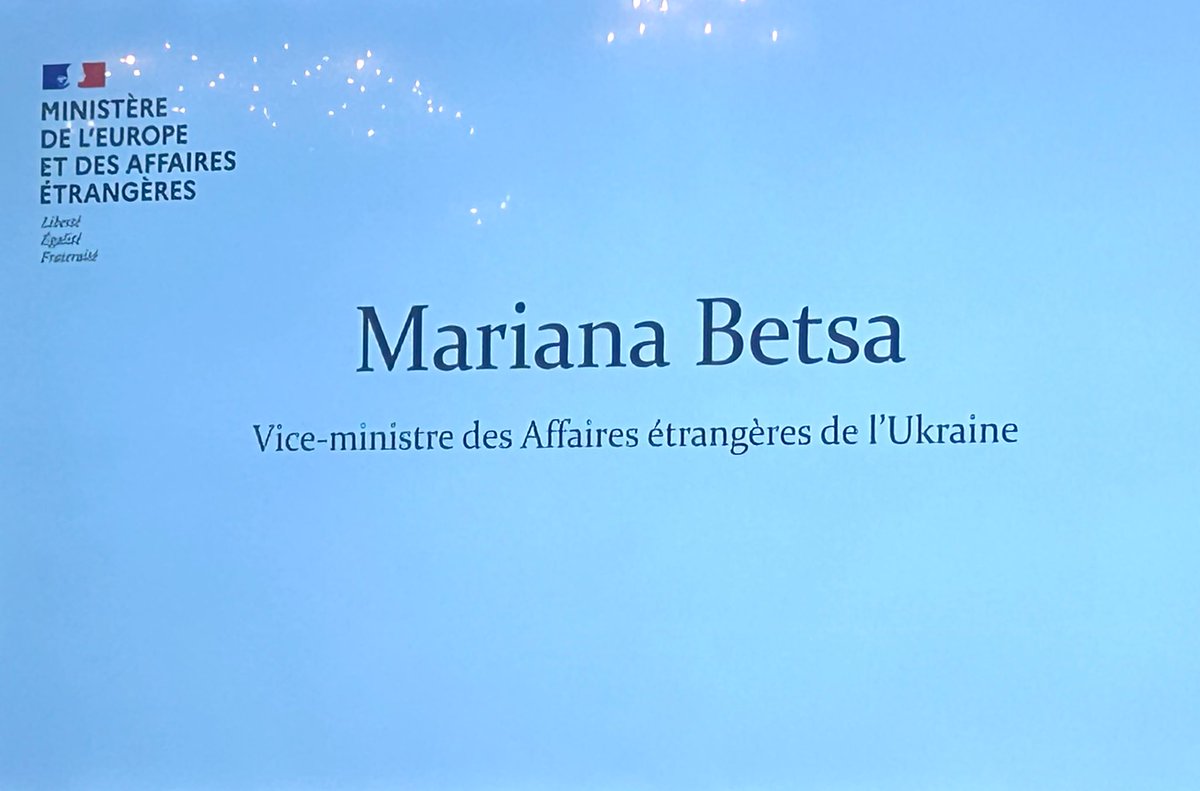 isabelle_blin's tweet image. Mariana Betsa vice ministre des affaires étrangères de l’Ukraine rappelle la situation des civils &amp;amp;particulièrement des enfants. Les femmes ukrainiennes ont un rôle clé dans La Défense de leur pays ( enseignement, soins…). La victoire de l’Ukraine est la victoire des démocraties