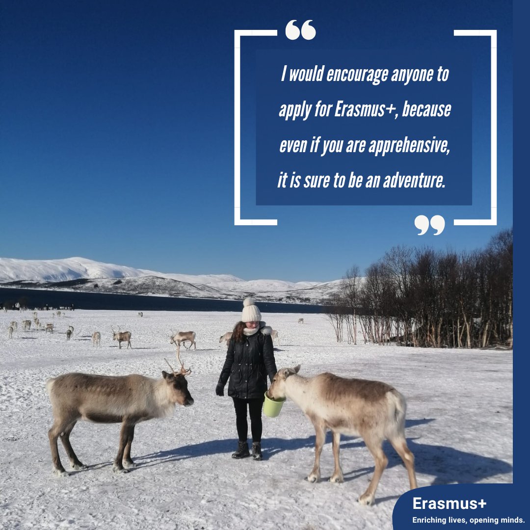 Alison made lots of new friends in Norway … some of them had antlers! ❄️🦌

Thinking about #ErasmusPlus but feeling unsure? <a href="/NCAD_Dublin/">NCAD</a> student Alison says go for it – you never know what adventures await 🌍

Read her blog ⬇️
eurireland.ie/2025/04/10/ali…