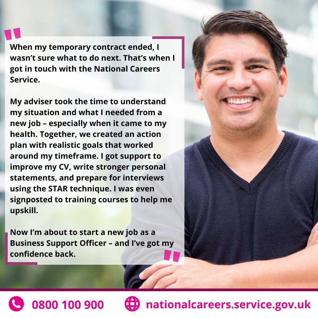 We are here for you every weekday from 8am - 8pm and between 10am - 5pm every Saturday.

Call 0800 100 900 or visit nationalcareers.service.gov.uk #CelebrateDiversityMonth