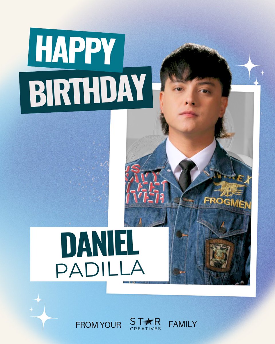 StarCreativesTV's tweet photo. Happy Birthday, Daniel Padilla! 🎉 
With quiet power and unwavering heart, you’re always ready for the next mission. Cheers to another year of fearless strides. ✨ 🥂

Your Star Creatives family is always proud of you! 💙 https://t.co/ieTs0AQOpY