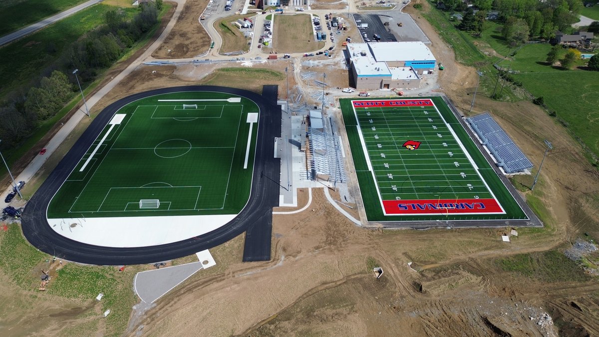 NationWSC's tweet photo. Scott County High School got a full upgrade last year — a brand new campus, new outdoor football and soccer fields, and even an indoor turf facility. Proud to have been part of this major step forward for the community and its student-athletes. 🏫🏈⚽ https://t.co/H6Ub6ti9Lk