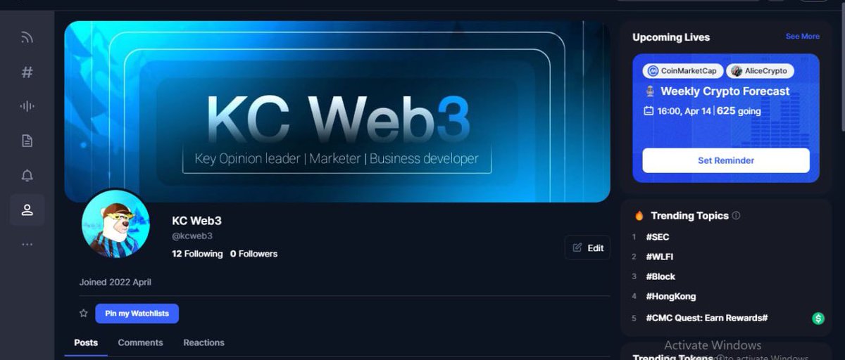 KC (@kcweb_3) on Twitter photo I just joined <a href="/CoinMarketCap/">CoinMarketCap</a> community as a creator.
It’s more like a smaller version of CT focused on crypto but with more real users.
I’m exploring here to expand my audience.
Do well do drop a follow, would be dropping lots of content there👇🏼
coinmarketcap.com/community/prof… I just joined <a href="/CoinMarketCap/">CoinMarketCap</a> community as a creator.
It’s more like a smaller version of CT focused on crypto but with more real users.
I’m exploring here to expand my audience.
Do well do drop a follow, would be dropping lots of content there👇🏼
coinmarketcap.com/community/prof…