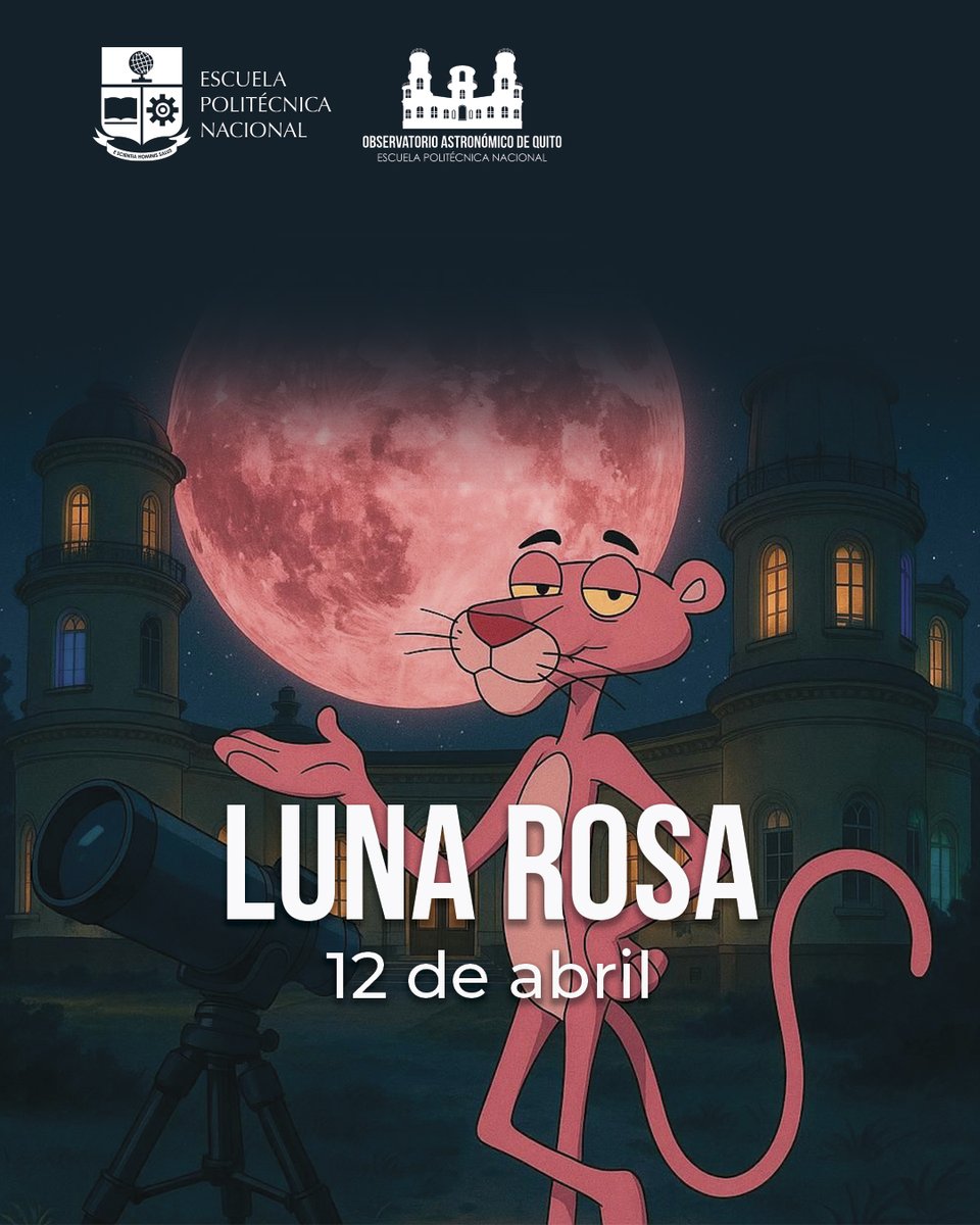 La noche del sábado 12 de abril de 2025 podremos disfrutar de la Luna Rosa en su fase de Luna llena
Este evento será visible desde todo el Ecuador.  La Luna saldrá por el horizonte alrededor de las 18h05 (hora de Ecuador continental). #SomosOAQ #EcuadorEstronómico