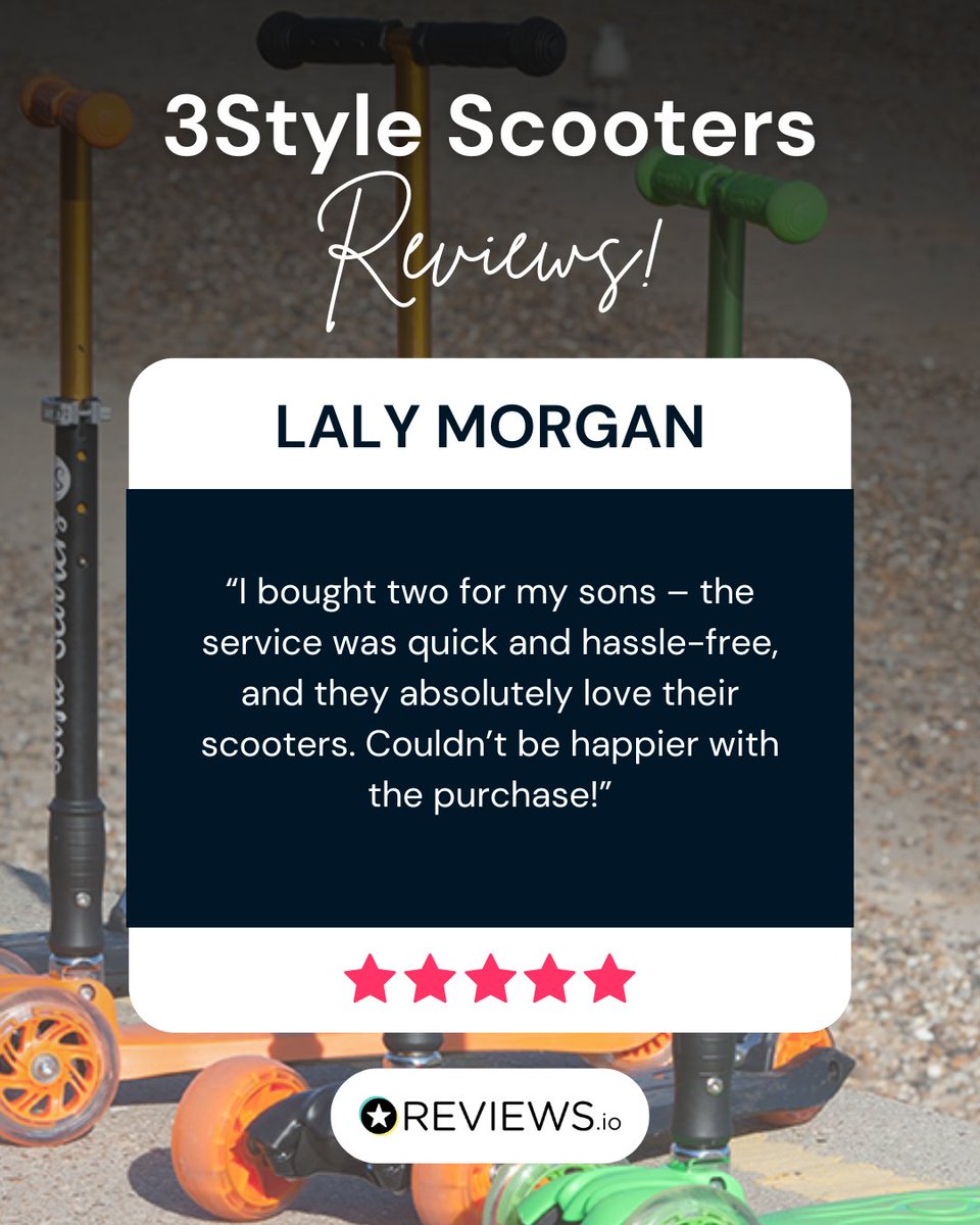 3SAdventures's tweet photo. Here are some fantastic reviews from our customers! We love hearing your feedback and are so grateful for all the kind words. 🥰
Want to leave a review? Visit the link in our bio now!🔗
#3StyleScooters #Reviews #3Styler #Scooters #KidsToys #Kids #ThreeWheelScooter #Spring #Toys https://t.co/oReeGPHOOm