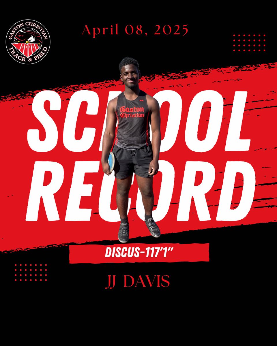 GcsRunning's tweet image. Congrats to JJ Davis for setting a new school record in the Discus throw on Tuesday with a throw of 117’1”. The previous best was a 111’ by Rhett Cline (set last week)