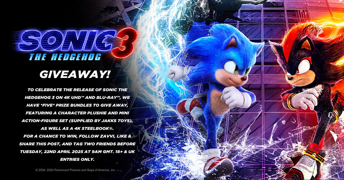 🦔 MASSIVE SONIC GIVEAWAY! 🦔

To celebrate the release of Sonic The Hedgehog 3 on 4K &amp; Blu-ray, we’ve got 5 prize bundles to give away to some of our lucky followers, including a 4K SteelBook and toys supplied by @jakkstoys.

Rules and T&amp;Cs in the graphic below. Good luck!