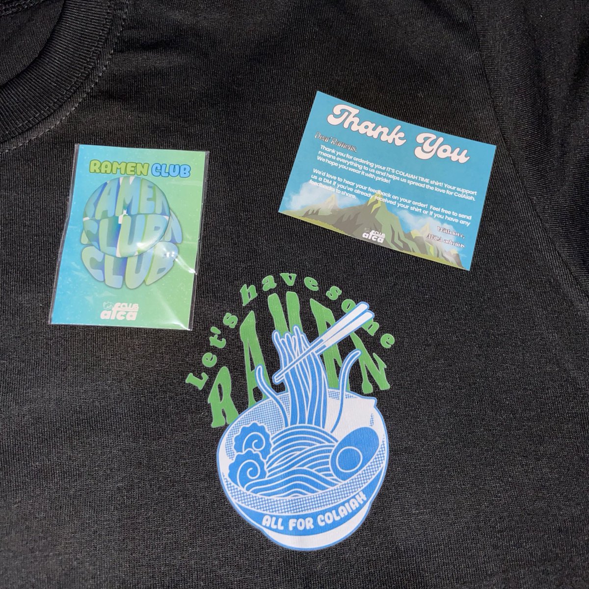 kaiwalo8's tweet photo. Ganda nitong Ramen Time shirt π₯Ή Unexpected surprise today! Thank you, @_allforcolaiah π₯°
#ItsRamenTime
#RamenTimeMerch
#AllforColAiah
#ColAiahFS https://t.co/xZE1YRvzTt