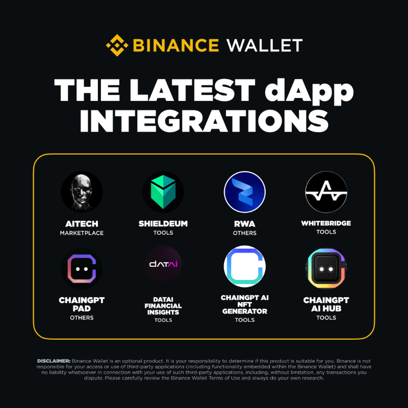 BinanceWallet's tweet photo. Unlock the ChainGPT Ecosystem Projects' dApps with your #Binance Wallet!

Access these dApps effortlessly through Discovery with just a few taps.

Start exploring now👇