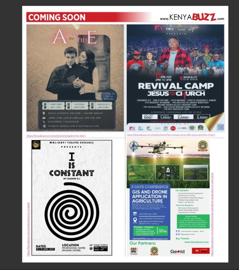 KenyaBuzz's tweet photo. This Week's ePaper is out!!😛🗞
Have nothing planned out this week? Use the link below to find something to do!!
See More: https://t.co/3Z74oOtuIk
#events #weeklypaper #dontmissout https://t.co/c89YolscP4