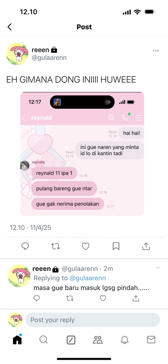 lokitychi's tweet photo. skynani one tweet au

niat naren cuman sekedar ngelakuin dare kok, beneran! tapi mana dia tau kalo urusannya bakal panjang hanya karena dia nggak sengaja minta id line reynald, panglima tempur smagen. https://t.co/9gQR3rvVlG