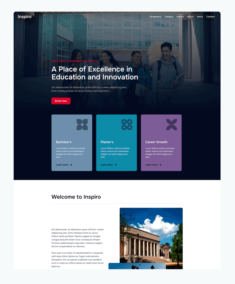 wpzoom's tweet photo. π Just launched: Education / University Starter Site for Inspiro Premium!
Built for schools & universities to highlight programs, events, student life & more, with a clean, responsive design.
Explore the demo π https://t.co/qNKBxalEo8
#WPZOOM #WordPress https://t.co/zTgPoI5kl9