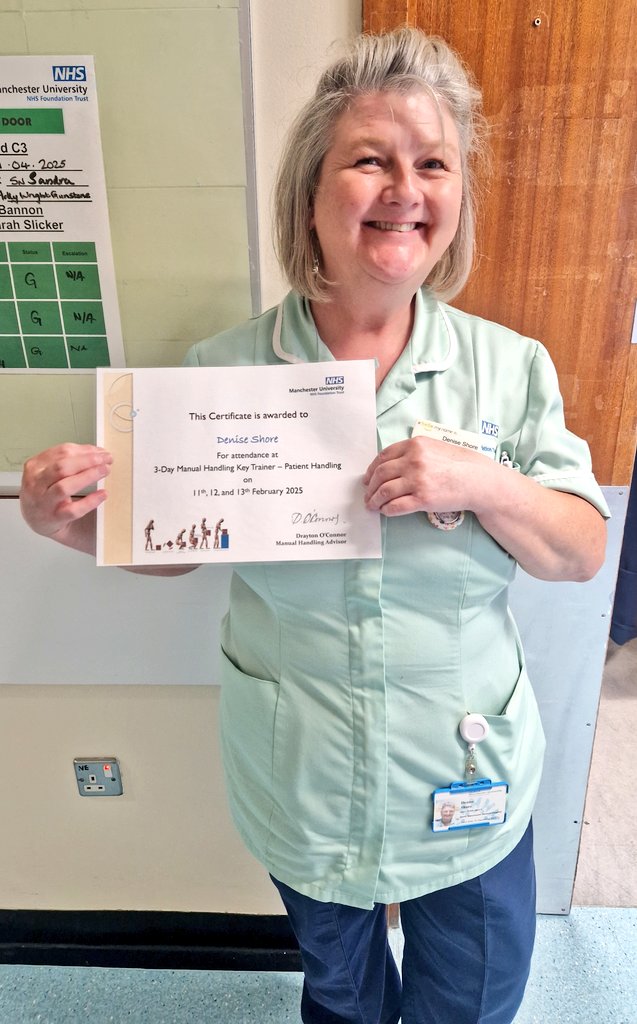 ☆Moving and Handling Key Trainer☆
Well Done to Denise for completing her 3 day cascade training course 😊
Denise is looking forward to running her first session for C3 staff on the 17th April