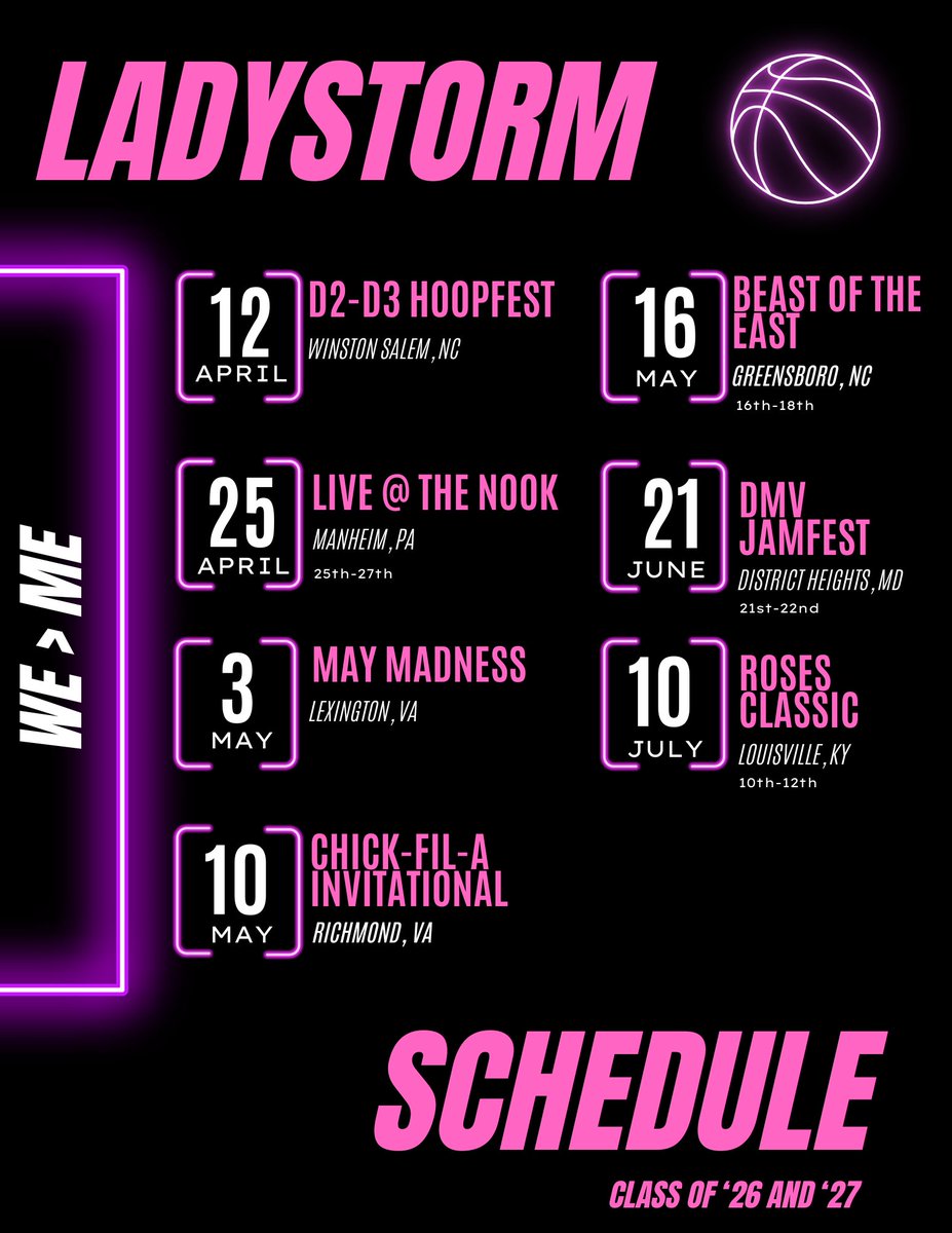 Stormgirls spring/summer schedule! Come check them out! #weoverme